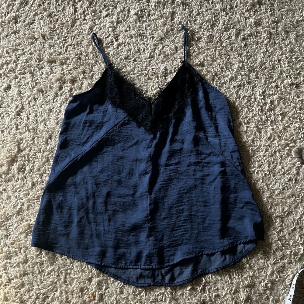 express navy blue lace cami blouse size small